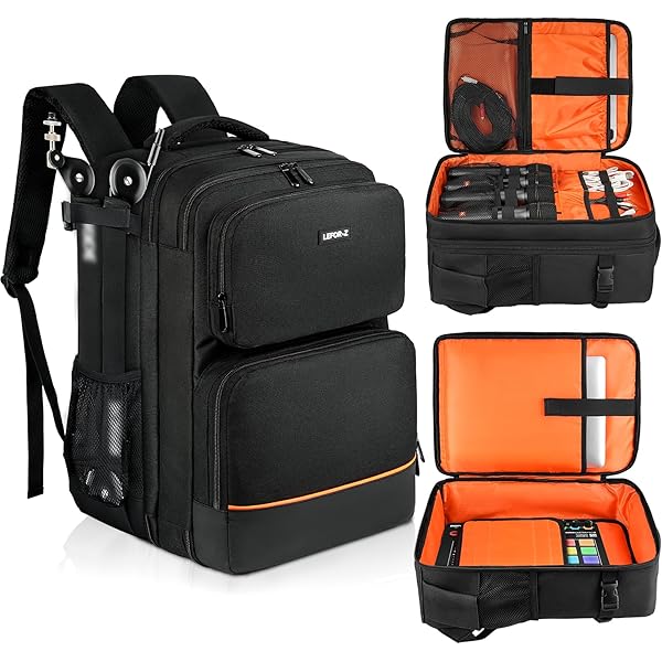 LEFOR·Z Grote DJ-apparatuur gigbag kabelbestand organizer tas met afneembare verdelers en gewatteerde bodem, reismuziektas voor professionele DJ-uitrusting, geluidsapparatuur, muziekinstrument en