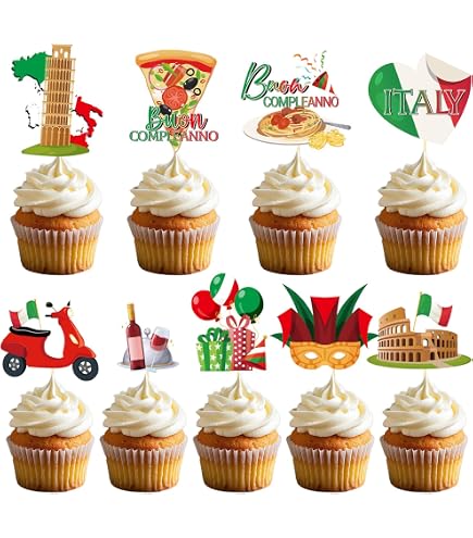 18 Bunte Pizza Cupcake-Topper – Glitzernd, Für Fast-Food-Partys, Babyparty, Geburtstag