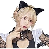 クリアストーン(Clearstone) コスプレ ハロウィン キャットカチューシャ ねこ カチューシャ ふせ耳 ユニセックス ブラック×ブラック 衣装 仮装 コスチューム