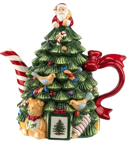 Amazon | Spode Christmas Tree Candy Cane Teapot | Spode