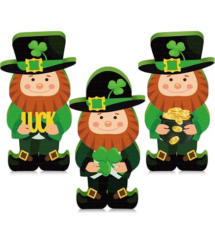 Valery Madelyn Statuette Leprechaun Per San Patrizio - 2 Pezzi In Resina Verde Con Pentola D'Oro E Botte