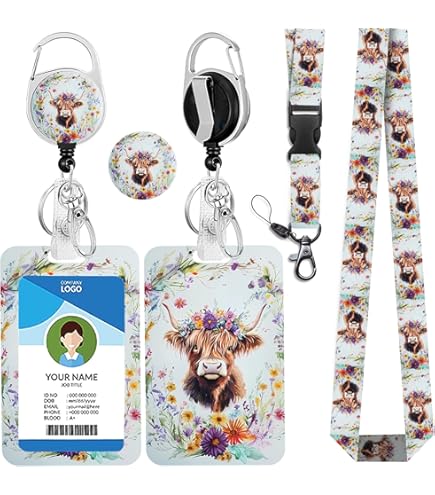 Pink Bow Cherry ID Badge Holder With Lanyard, Breakaway Lanyards For ID Badges, Cute Retractable Badge Reel With Adjustable Lanyards, Vertical ID Card