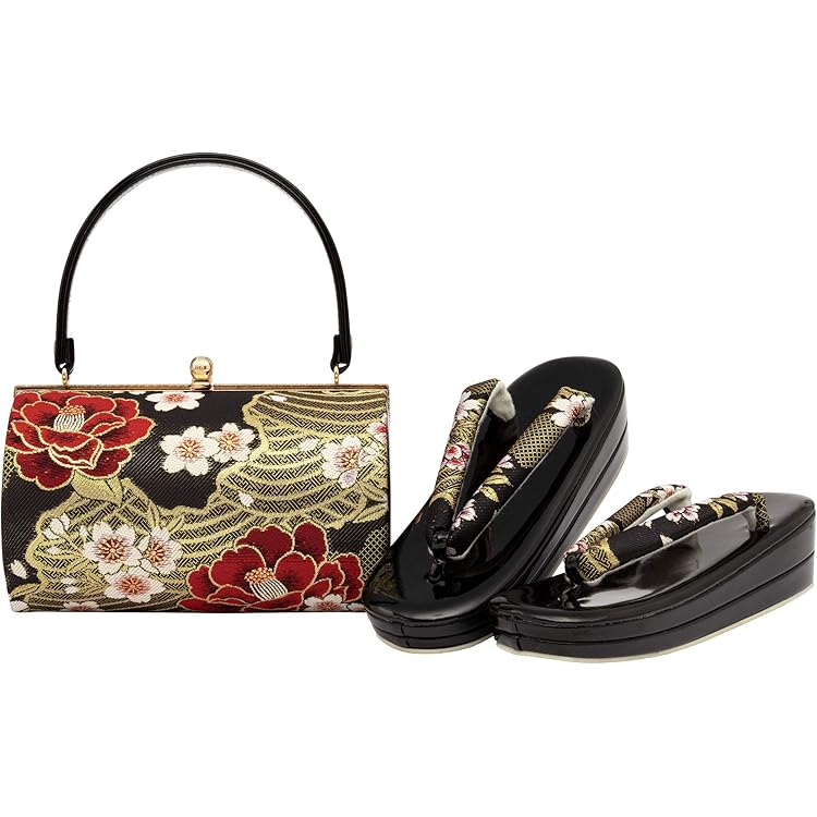1回のみ使用 成人式 華やかな花柄バッグと草履セット Amazon.co.jp