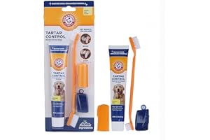 Arm & Hammer for Pets Tartar Control Kit for Dogs | Contains Toothpaste, Toothbrush & Fingerbrush | Reduces Plaque & Tartar Buildup, 3-Piece Kit, Banana Mint Flavor