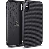 ONES 超薄型 iPhone Xs/X ケース 米軍MIL規格 超耐衝撃 炭素繊維テクスチャ 『 滑り止めストレートエッジ、 画面 · レンズ保護 』〔 指紋防止、マット感、持ちやすい 〕 衝撃吸収 黄変防止 Qi充電 軽量 カバー