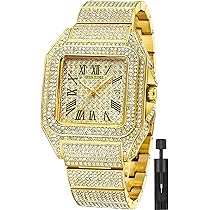 STAR JEWELRY クリスタルガラスウォッチ 金 ゴールド 腕時計 ◎手元キラリ！クォーツ時計[メンズ クォーツ 腕時計 ゴールド
