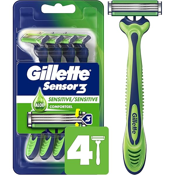 Gillette Sensor3 Men's Disposable Razor, 8 Count, Mens