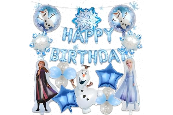 誕生日 飾り付け アナと雪の女王 子供 バルーンセット ブルー系 Happy Birthday 風船セット ケーキトッパー 女の子 男の子 可愛い 記念日 お誕生日会用品 19点セット