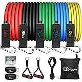 Polygon Resistance Bands Set, Exercise Tubes with Handles, Door Anchor and Ankle Straps - Stackable Up to 150 lbs - Workout B
