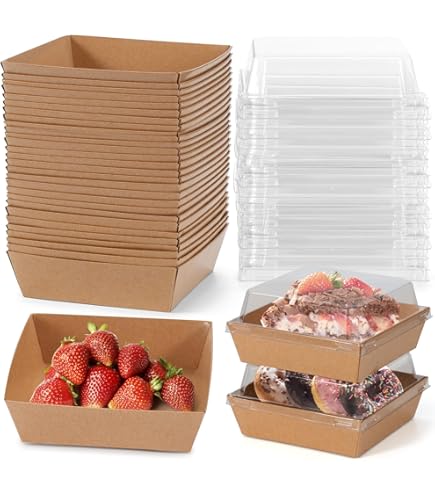 LNDIEHS 20Pcs Small Charcuterie Boxes With Clear Lids - Paper Mini Charcuterie Boxes To Go, Disposable Food Container With Lid, Dessert Boxes For Sandwich, Cookie, Sushi, Cake Slice, And Strawberries - View #9