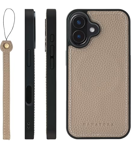 Amazon.co.jp: HANATORA for iPhone 16 ケース 本革 耐衝撃 バンパー型
