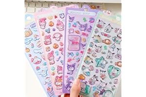 3dシール 立体シール ぷくぷくぷっくり かわいい 4枚セット 立体 おしゃれ デコシール ごほうび 子供 貼り付け可能 贈り物 手帳 携帯 DIY用 手帳用 貼り付け可能 女の子 (4pcs)