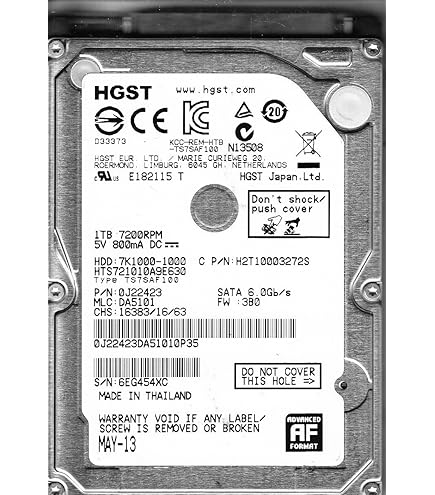 Amazon | HGST Travelstar 2.5inch 9.5mm 1TB 7200rpm 6.0Gb/s 32MB