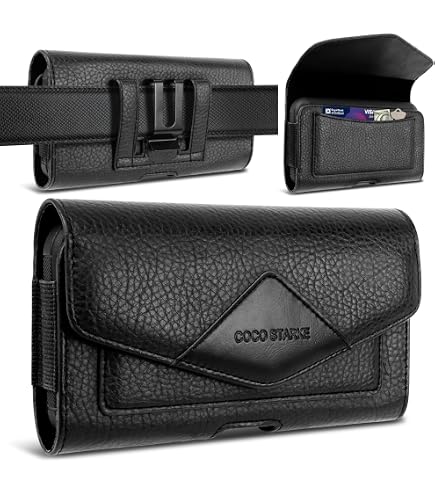 PiTau Gürtelholster Für IPhone 14/13/12/XR Usw., Mit Magnetverschluss Und Kartenfach, Schwarz