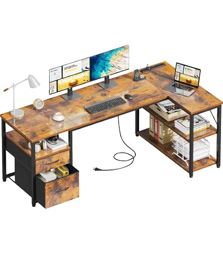 Amazon | デスク パソコン 机 pc 桌子 ゲーミングデスク ラック付き