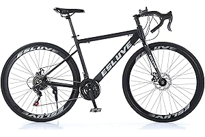 elittle ロードバイク 自転車 軽量アルミ製フレーム シマノ製21段変速 700×28c 適応身長160cm以上 前後ディスクブレーキ ドロップハンドル フラットハンドル 通勤 通学