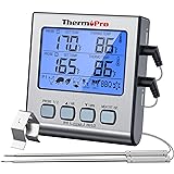 ThermoPro TP17 Digital Meat Thermometer with Dual Temperature Probe Large Backlight LCD Food Thermometer with Timer for Kitch