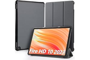 Hianjoo Fire HD 10 2023 対応 ケース 10インチ タブレットケース Fire HD 10 第13世代 対応 カバー スタンド機能付き オートスリープ機能 全面保護ケース 耐衝撃 擦り傷防止 - アッシュ
