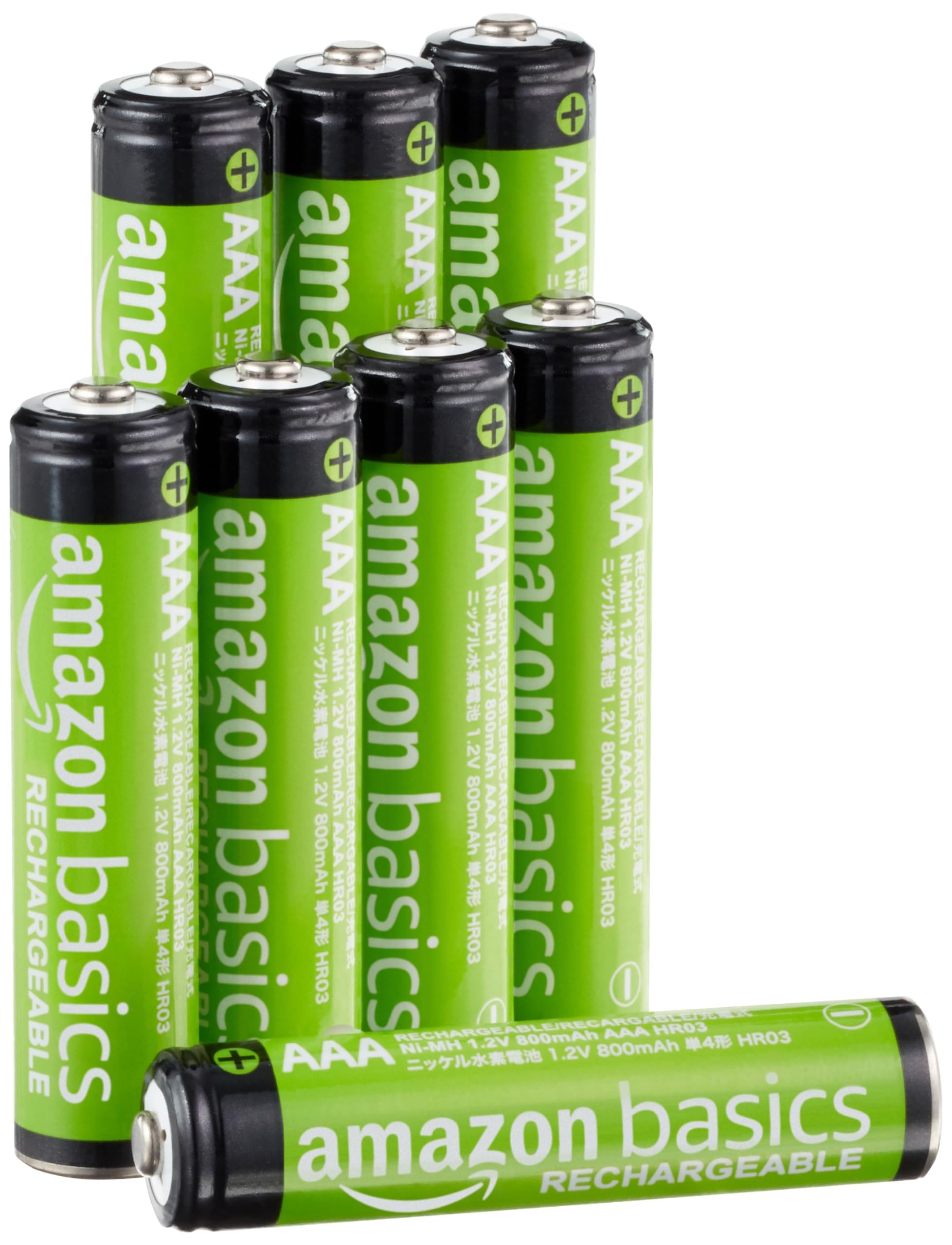 Amazonベーシック 充電池 単4形 ニッケル水素電池 8本 800mAh 1.2V くり返し最大500回 充電済 - 1
