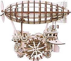 ROBOTIME 動く木製パズル 飛行船 AIR VEHICLE ぜんまい式 レーザーカット 日本語訳説明書付き 229ピース 約300×215×250mm LK702