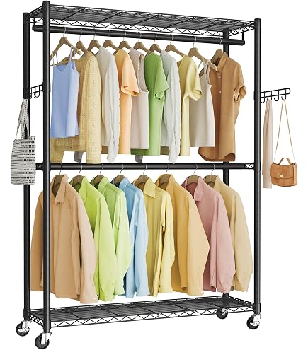 Amazon｜SYZHXHKL 移動式 多機能 2段 ハンガーラック/洋服ラック - 大