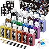 Shuttle Art 布用絵の具 18色セット 60ml 布絵の具 布描き絵の具 ウォッシャブル 洗っても落ちない ファブリックペイント ペイントブラシ・ステンシル・パレット付き 速乾 耐久 Tシャツ かばん スニーカー イラスト DIY 収納便利