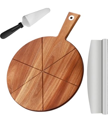 Amazon | Acacia ピザカッティングボードとピザカッターセット