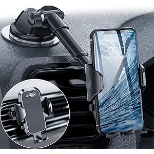 DesertWest 車載ホルダー 機械式 伸縮アーム アルミ合金製 360度回転 第4世代 2in1 スマホホルダー…