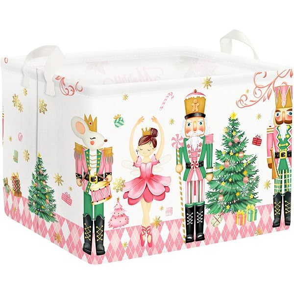 Whaline 2-Pack Christmas Canvas Tote Bags - Nutcracker Design Reusable Gift Bags (13.4"x15.8")