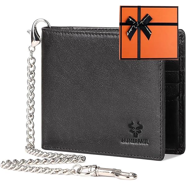 Amazon.co.jp: メンズチェーン財布 三つ折りバイカー財布 チェーン付き