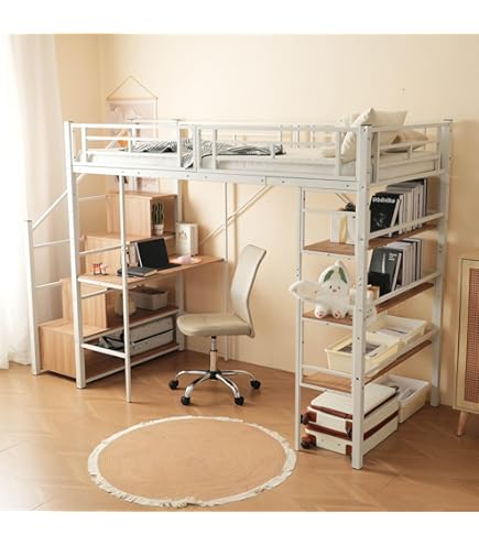 ロフトベッド シングル 階段付き パイプベッド デスク付 北欧風 コンセント付 Amazon｜ロフトベッド 階段付き パイプベッド シングル