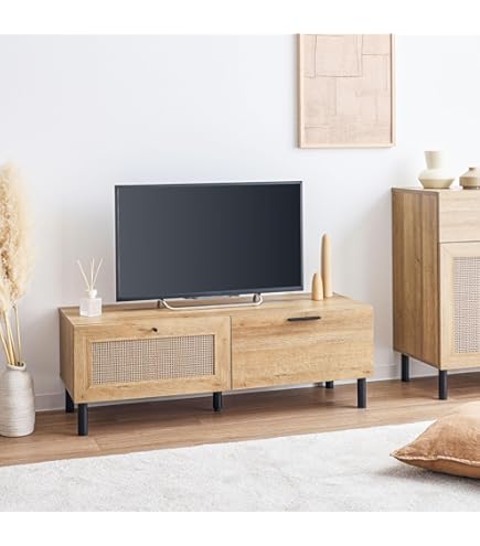Amazon｜ラタン調 テレビボード 幅90cm｜ローボード・テレビ台