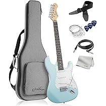 [ごもく]エレキギター Amazon | Ashthorpe - 39インチエレキギター(ライトブルー)、フル