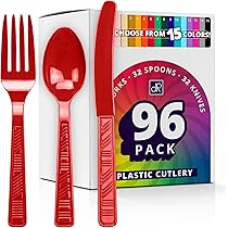 Amazon.co.jp: DecorRack プラスチックカトラリーセット レッド