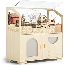 ハリネズミ　ハムスター　小動物　90cm 木製中型ケージ 回し車・暖房付き Amazon | BUCATSTATEハムスターケージ 収納キャビネット一体型 木製