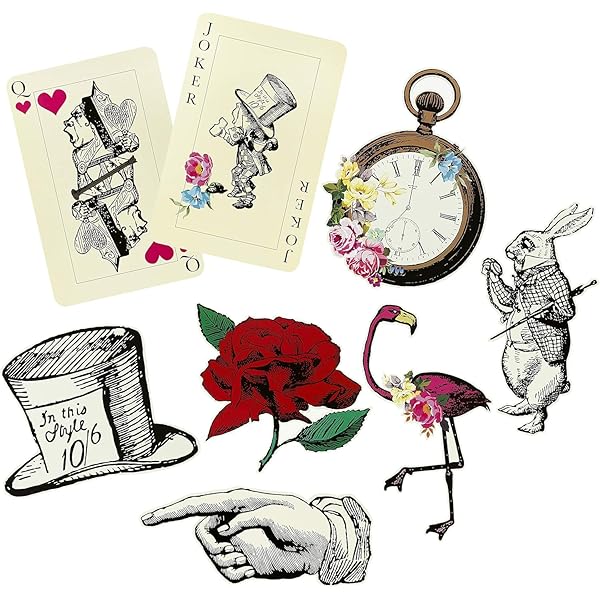 不思議の国のアリス♡ハット&赤きのこ きのこ、美しい古城、赤いバラ、蝶などの幻想的な風景。 おとぎ話