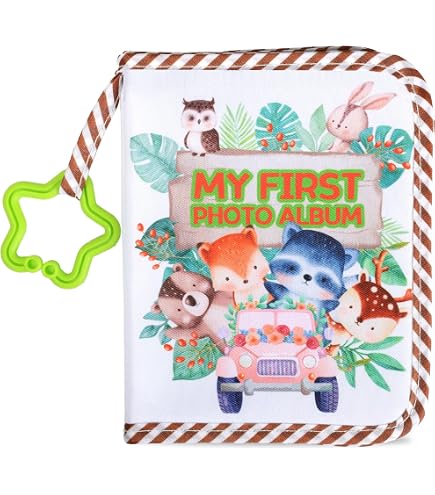 ZOIIWA Album Fotografico In Panno Morbido 'My First Book Of Photos' - Fiori Acquerello Per Bambini