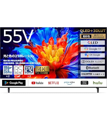 Amazon | ASTEX 55インチ 4K テレビ Wチューナー内蔵 Google TV搭載