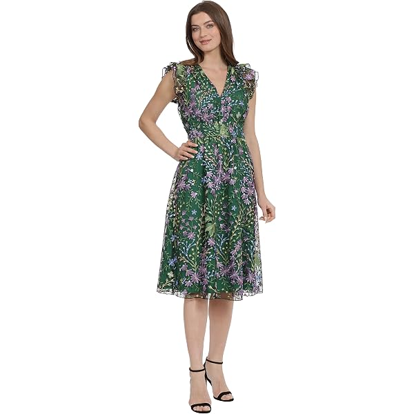 green emerald velvet dress Constance in Summer Garden Embroidery