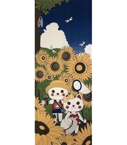 Amazon｜ヤギセイ 福招き猫シリーズ 捺染手ぬぐい 『お昼寝』 夏休み