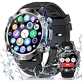 スマートウォッチ【2024新登場 軍用規格】Bluetooth5.3通話 Line/メッセージ通知 着信通知 防塵防水 長持ちバッテリー 100種類運動モード 遠隔撮影 音楽制御 音声アシスタント 活動量計 歩数計 腕時計 アラーム ストップウォッチ