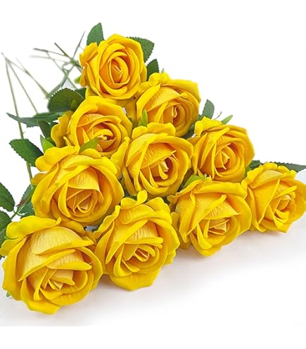 Amazon｜薔薇 造花 黄色 1輪 イエロー ローズ フェイクフラワー｜造花