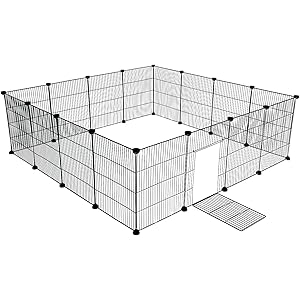 VENTOTA ドア付ペットフェンス バリアゲート プレイサークル 3545 網目スリム 黒16枚