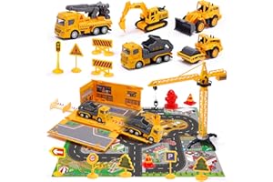 Cute Stone 建設車両 おもちゃ 車おもちゃ 20点セット 知育玩具 ショベルカー プレイマット付き 可動パーツ 作業車両 工事車両 ミニカー 交通信号機付き 砂場 親子ゲーム 子供おもちゃ 誕生日 プレゼント 入園お祝い