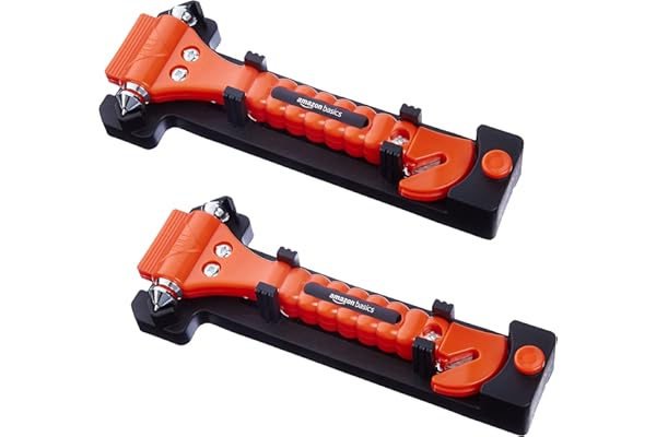 Amazon Basics Rescue Hammer Car Emergency Escape Seat Belt Cutter Window Hammer Set of 2