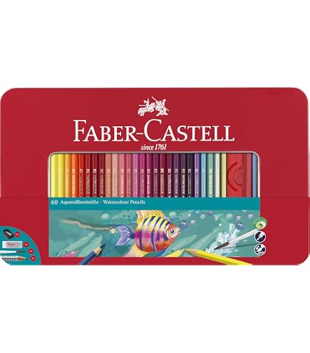 Faber Castell TFC-WCP/100C Watercolor Colored Pencils, Flat Can