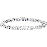 Dazzlingrock Collection 0.50 Carat (ctw) Round White Diamond Ladies XO Tennis Bracelet 1/2 CT, Sterling Silver