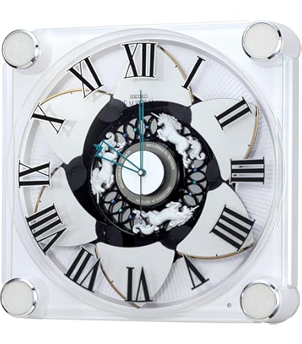 Amazon.co.jp: SEIKO EMBLEM 置き時計 黒大理石枠 石枠 106×102×68mm
