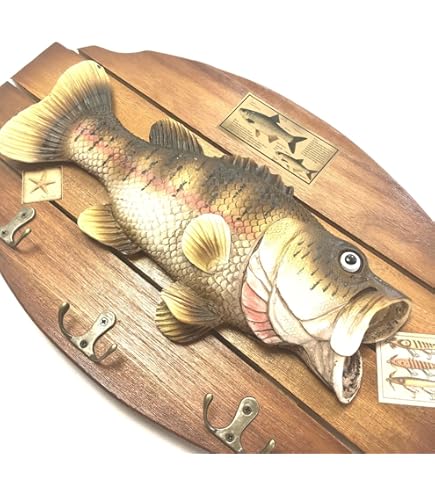 ハンドメイド　62cmブラックバス　フィギュア　レプリカ　オブジェ　釣り ハンドメイド 62cmブラックバス壁掛け フィギュア 釣り模型 魚