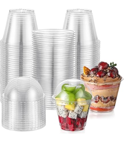 Amazon.co.jp: 12オンス クリアプラスチックカップ ドーム蓋付き 穴 